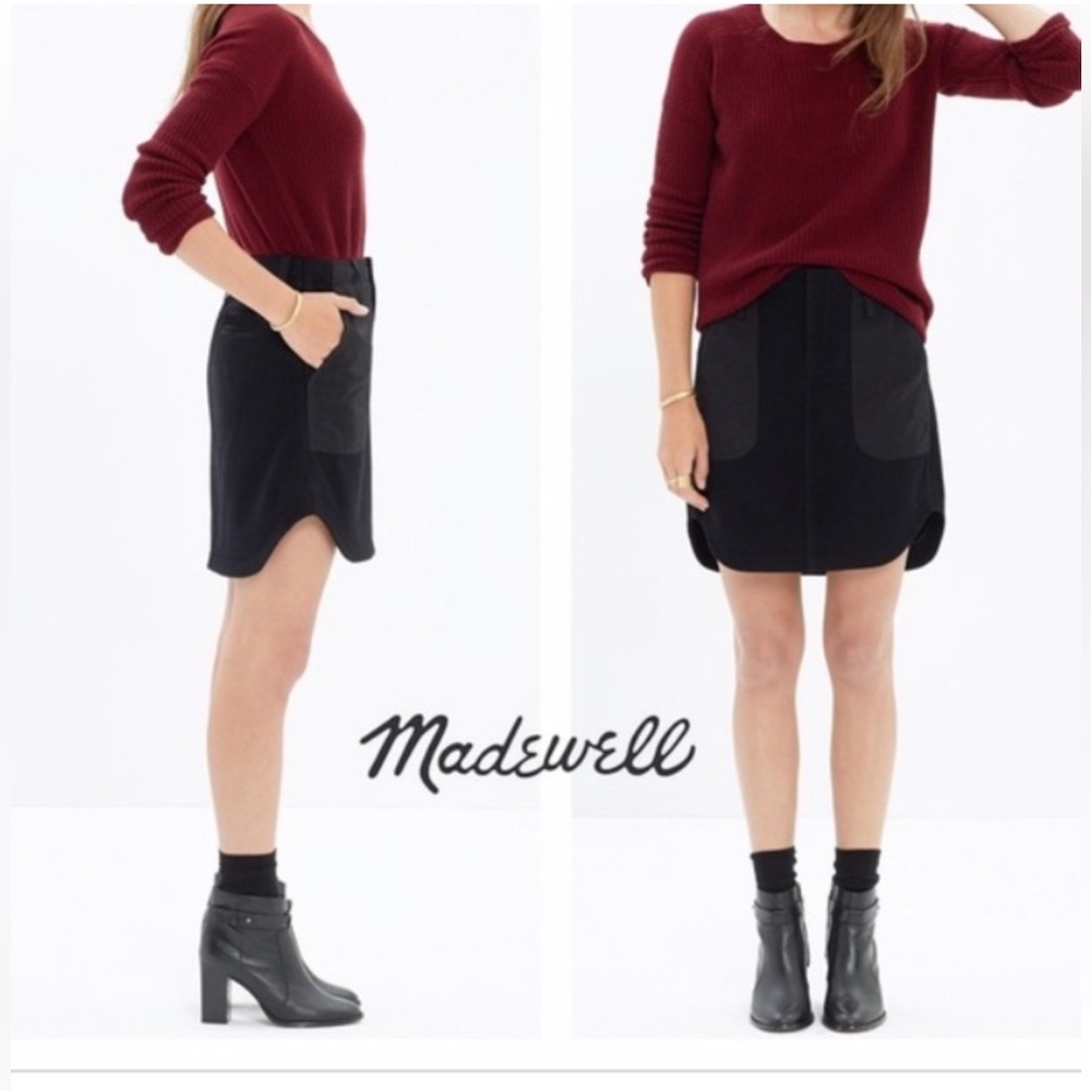 Madewell Black Wool Blend
Quilted Shirttail Mini Skirt Size O